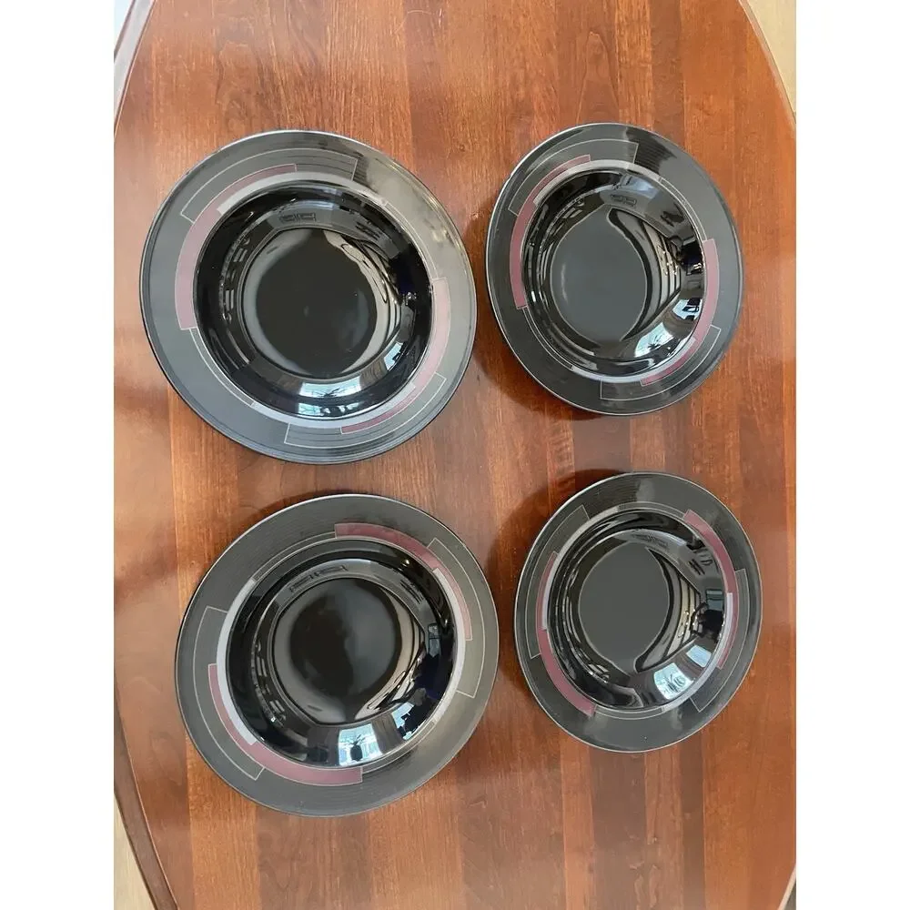 MIKASA GALLERIA SPECTRA BLACK RIMMED SOUP / SALAD BOWL SET OF 4